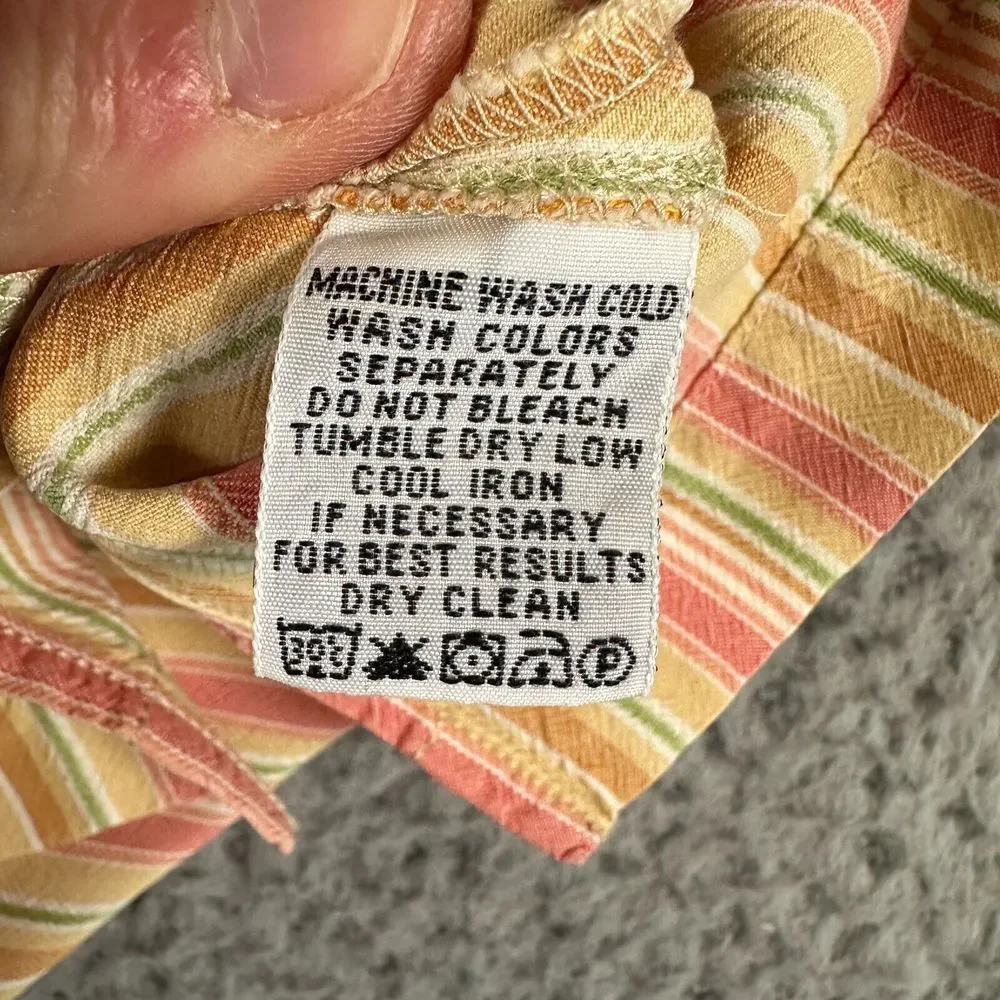 Tommy Bahama Silk Camp Shirt Men's Large Pastel Striped Silk‎ Button Up
